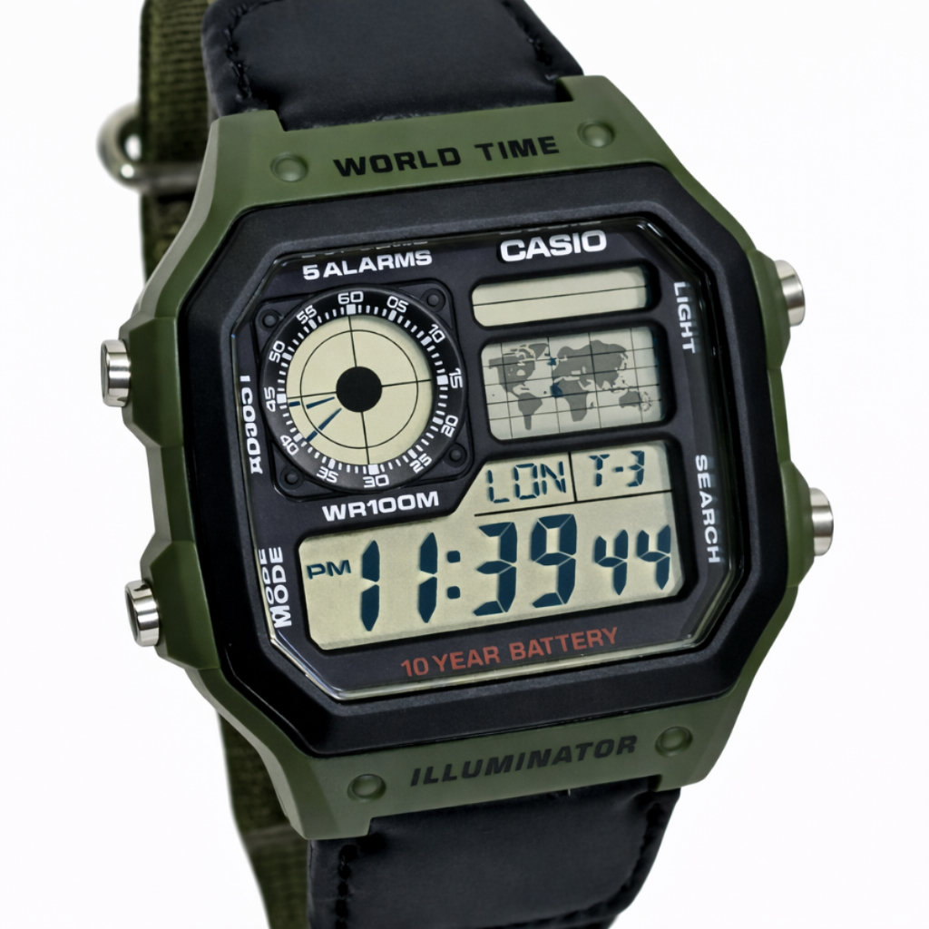 Relógio Casio Digital Masculino World Time AE-1200WHB-3BVDF em Oferta na Shopee