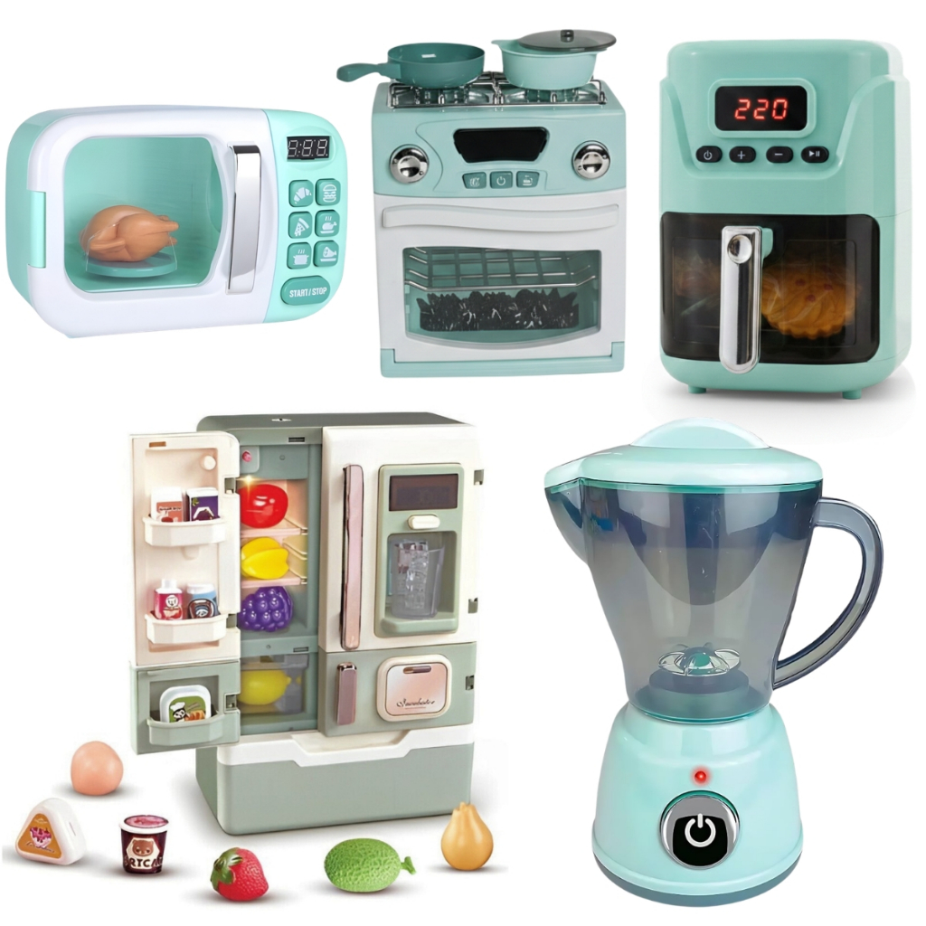 Brinquedo Infantil Eletrodomésticos de Cozinha C/ Luz e Som e Acessórios - Castela em Oferta na Shopee