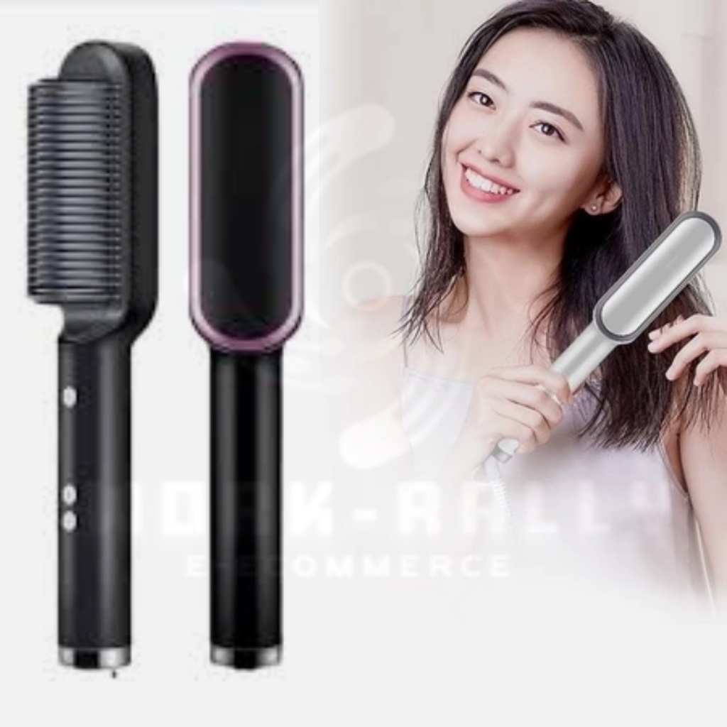 Escova Alisadora Hair Pro 3 em 1 , Anti Frizz, Chapinha e Modelador de Cachos Bivolt Elétrica em Oferta na Shopee