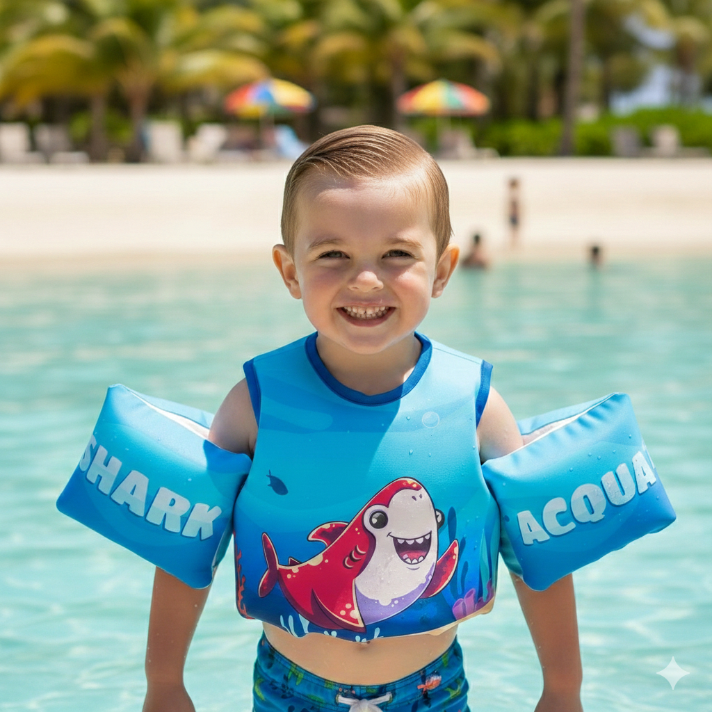 Colete Salva Vidas Flutuador Infantil Premium Com Braçadeira de Segurança - 100% Nacional NAO FURA
