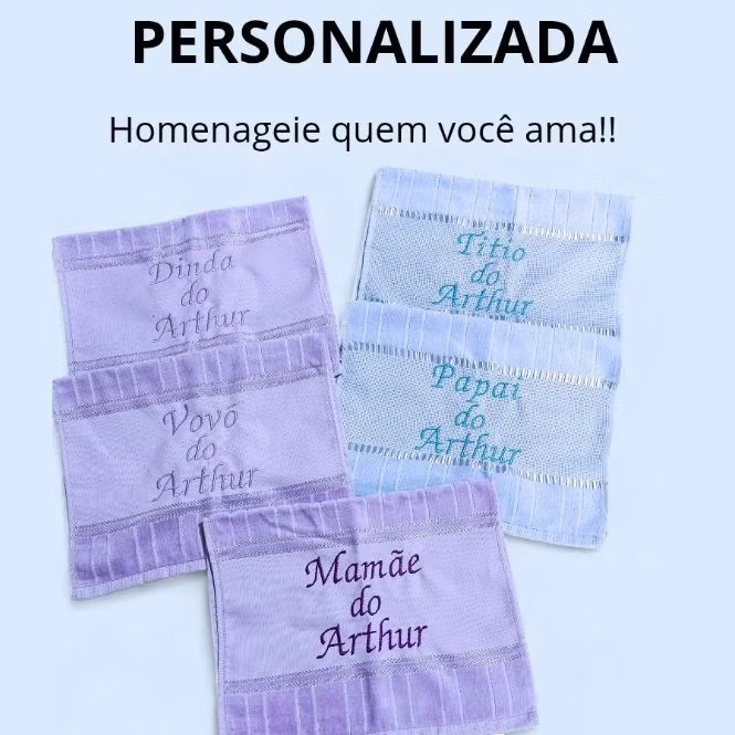 Toalhinha de mão personalizada com nome bordado. em Oferta na Shopee