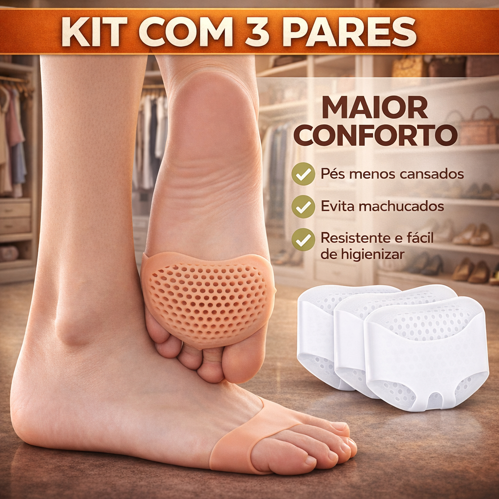 Kit 3 Pares de Palmilhas Ortopedica para Pés Calo Protetor Antepé Meia Palmilha Antiderrapante em Oferta na Shopee