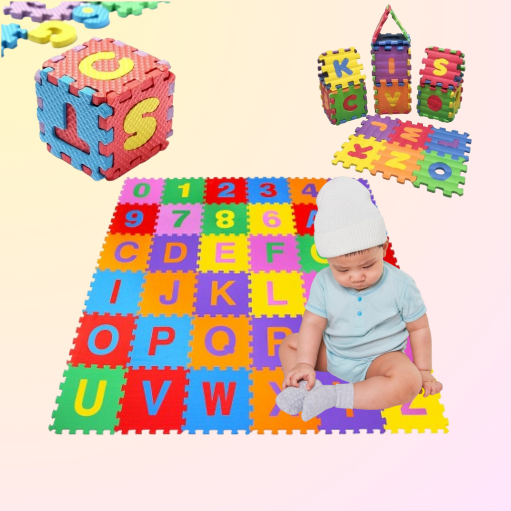 Tapete EVA Infantil Alfabeto e Números Educativo Tatame 36 Peças 12x12cm em Oferta na Shopee