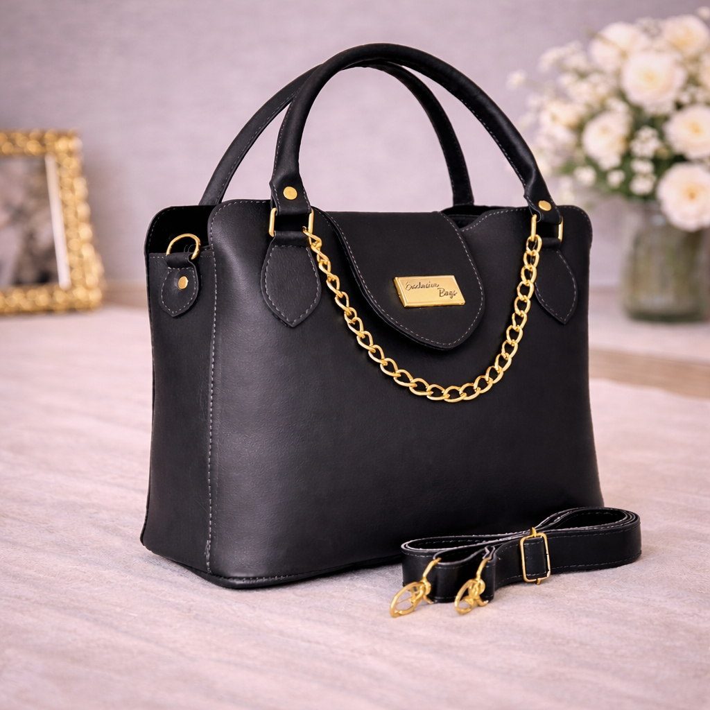 Bolsa Feminina com 3 Compartimentos Internos | Alça Transversal Ajustável e Corrente em Oferta na Shopee