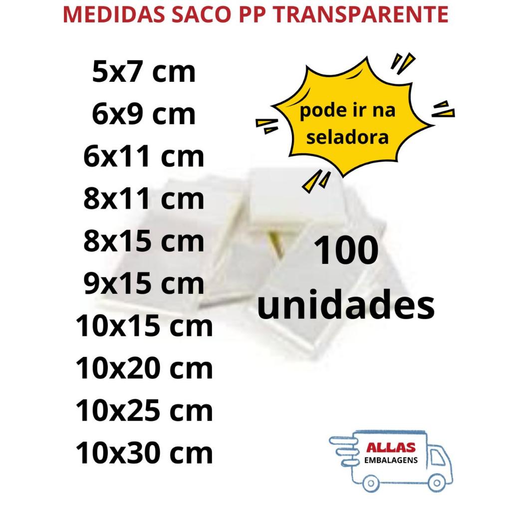 KIT C/100 SACO (ATACADO) PP TRANSPARENTE SAQUINHO PLASTICO PARA ALIMENTOS, ROUPAS,  ETC. REFORÇADA