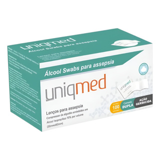 Alcool Swab Sachê Lenços/Lenço Umedecido Assepsia 70% Uniqmed em Oferta na Shopee