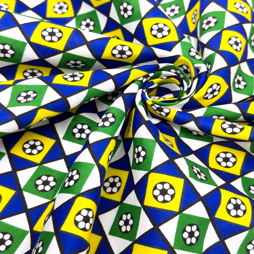 Tecido Chita Copa do Mundo 1,50m de Largura – Tecido Poliester Estampado Para Fantasia e Artesanatos