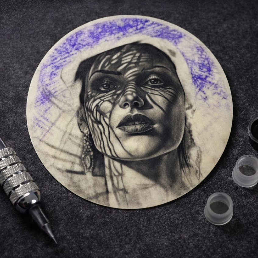 Pele Artificial Grande Para Treinos Tattoo Tatuagem Micropigmentação com Agulhas Dupla Face