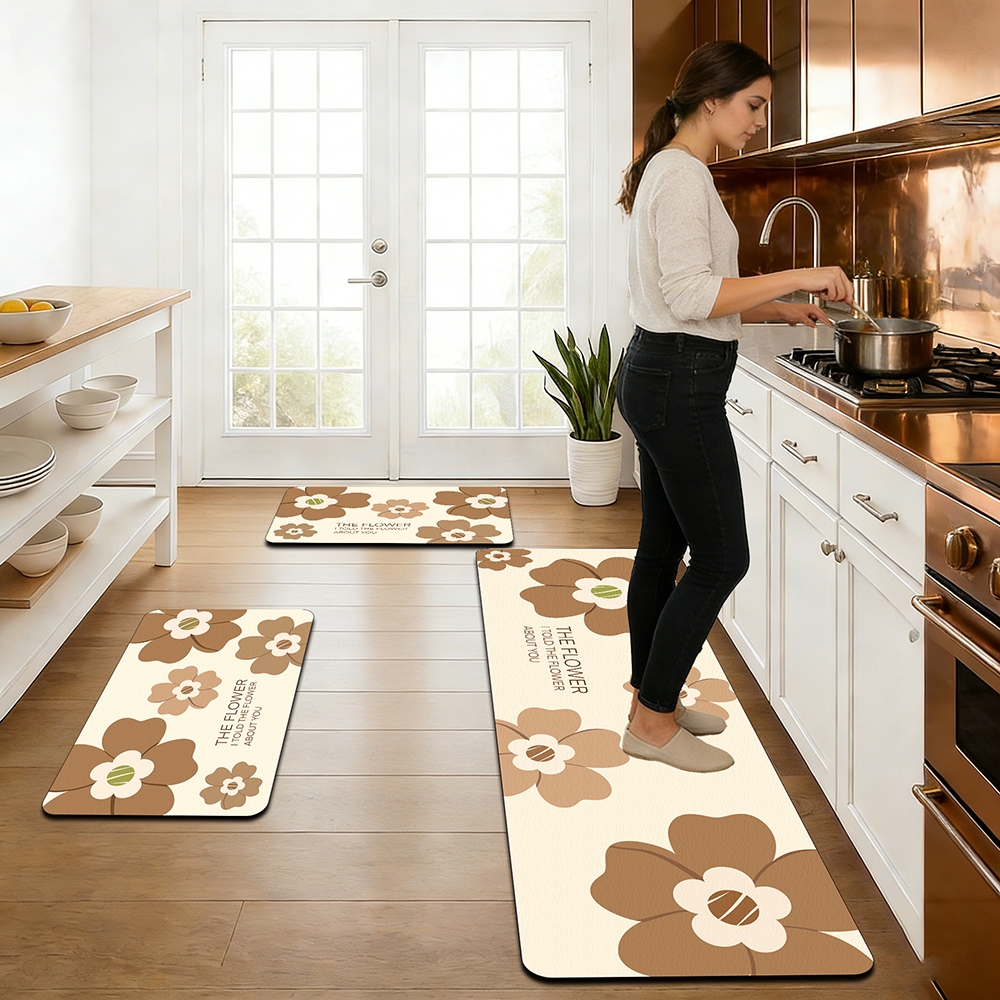 Kit cozinha 3 pecas emborrachado (antiderrapante) 1 passadeira 90*34 e 2 tapetes 60*34 em Oferta na Shopee
