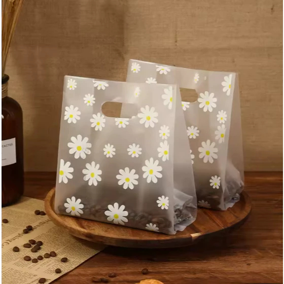 KIT Sacolas de Presente PVC Transparentes com Estampa de Margaridas Reutilizáveis para Festas 10/25/50/100 Pcs — imagem 2 de 2