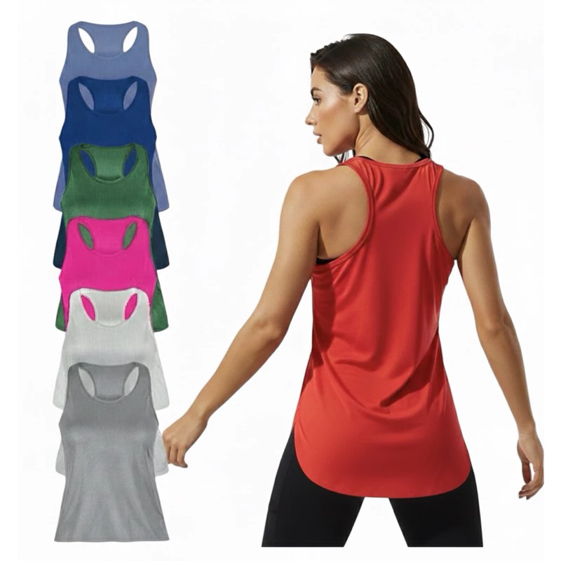 Blusa Tapa Bumbum Feminino Regata Academia Camiseta Dry Fit Furadinha , Bainha Com Corte A Laser — imagem 1