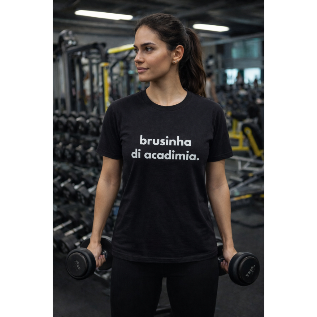 Camisa Frase Engraçada Brusinha Di Acadimia Cores Camiseta Moda Fitiness Blusa Oversized Feminina Leve Confortável
