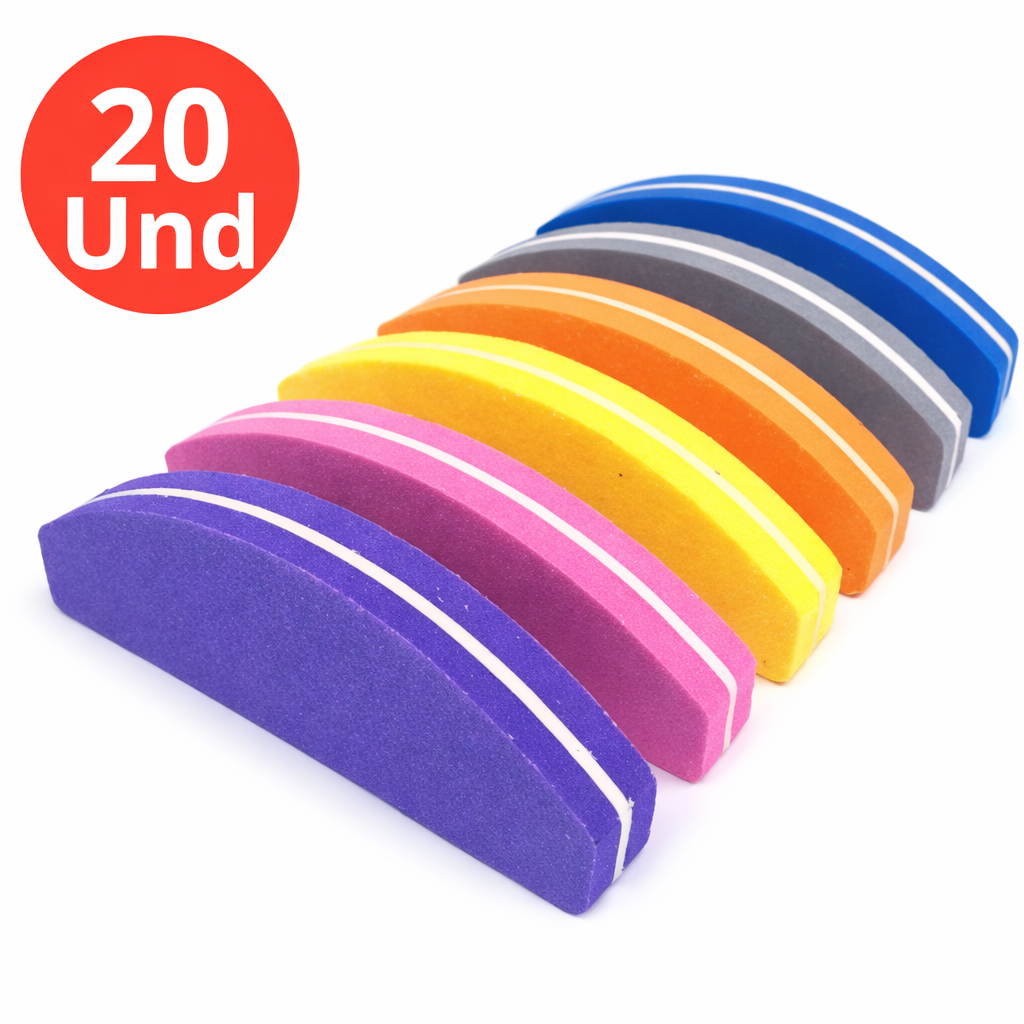 Kit 10/20/40/60 unidades MINI LIXA BUFFER BUMERANGUE FECHA POROS COLORIDO