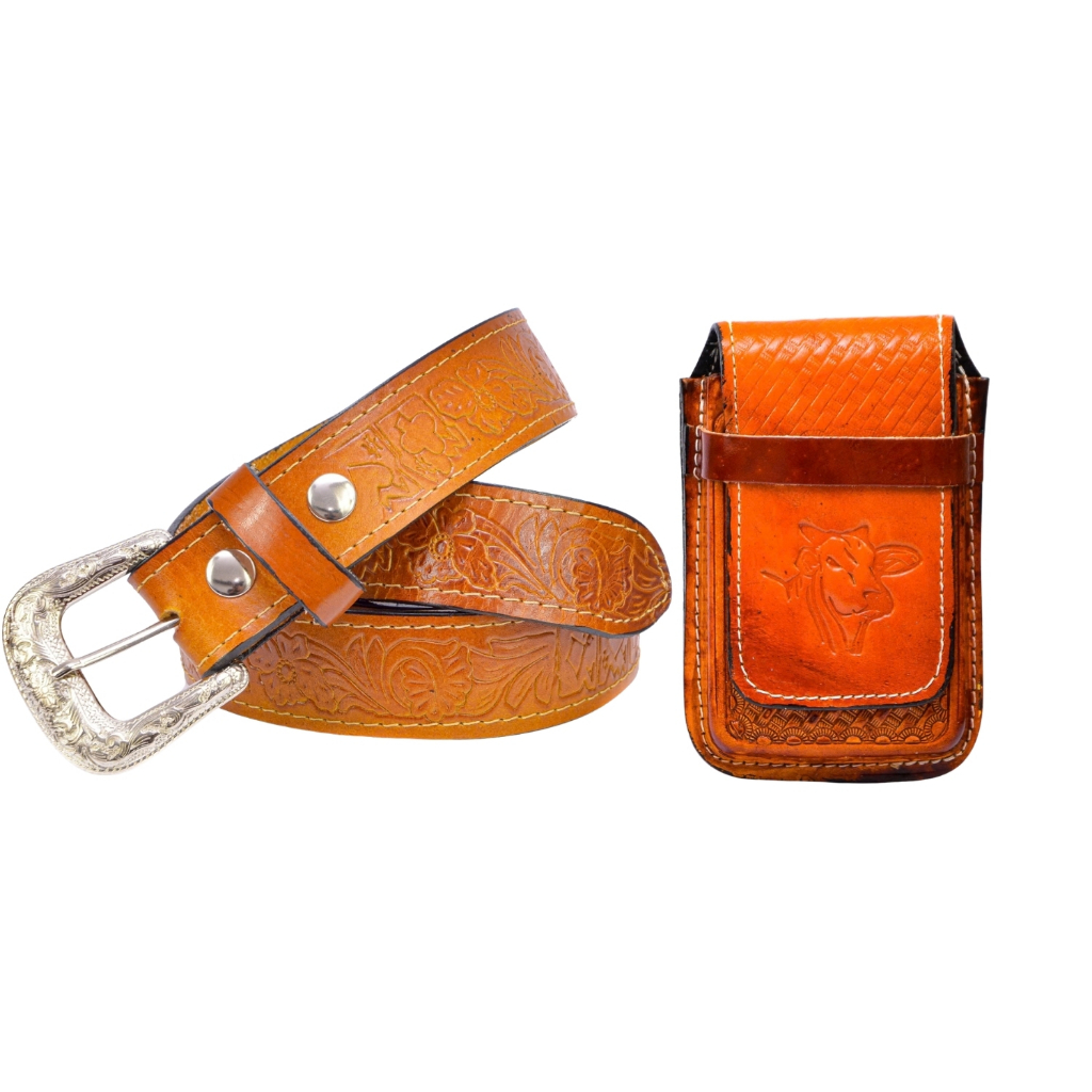 Kit Cowboy Cinto Muladeiro Country + Capinha Bainha De Celular Couro Promoção