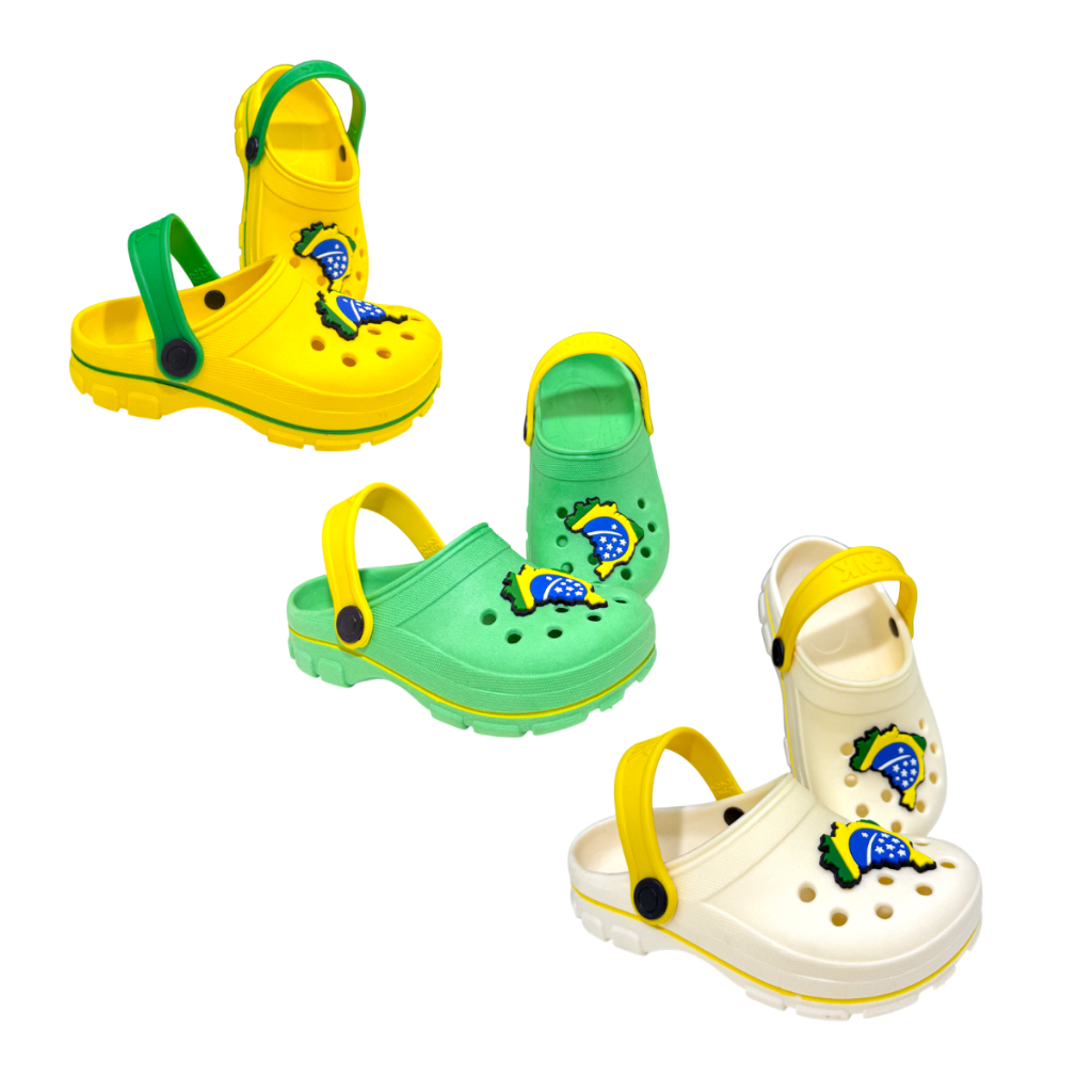 Sandalia Infantil  Confortavel Papete Do Brasil Bandeira Amarelo Verde Branco Menino Menina Leve em Oferta na Shopee