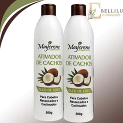 kit 2 ativador de cachos oleo de coco maycrene 500ml