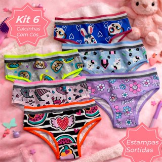 Kit 6 Calcinha Infantil Cós 100% Algodão 4 A 12 Anos Roupas Íntima Menina Estampas Sortidas em Oferta na Shopee