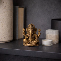 Mini Estátua Ganesha – Decoração Espiritual Premium para Sala, Escritório e Aparador