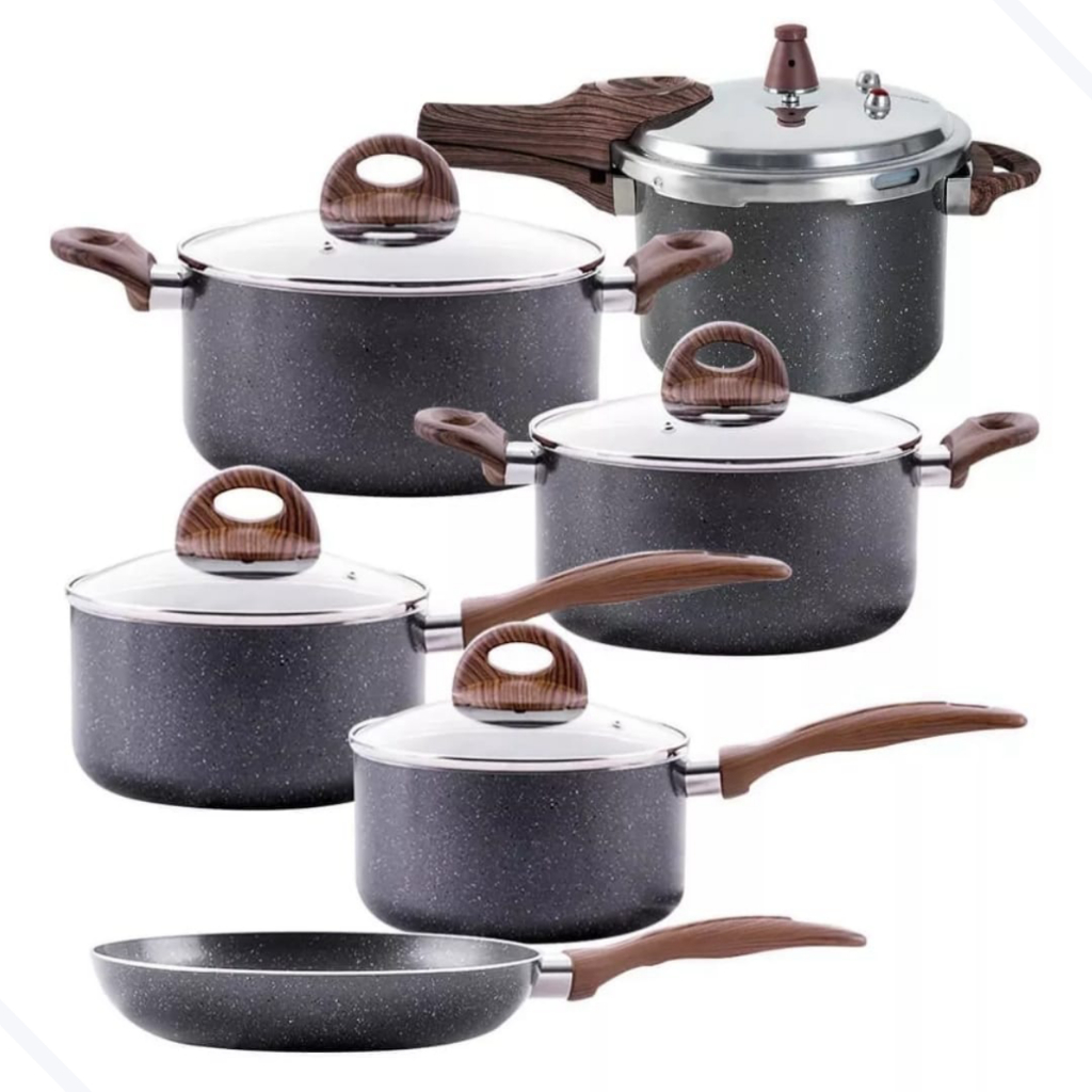 Jogo de Panelas Antiaderente Ceramic Life 6 Pçs com Fundo de Indução e Panela de Pressão