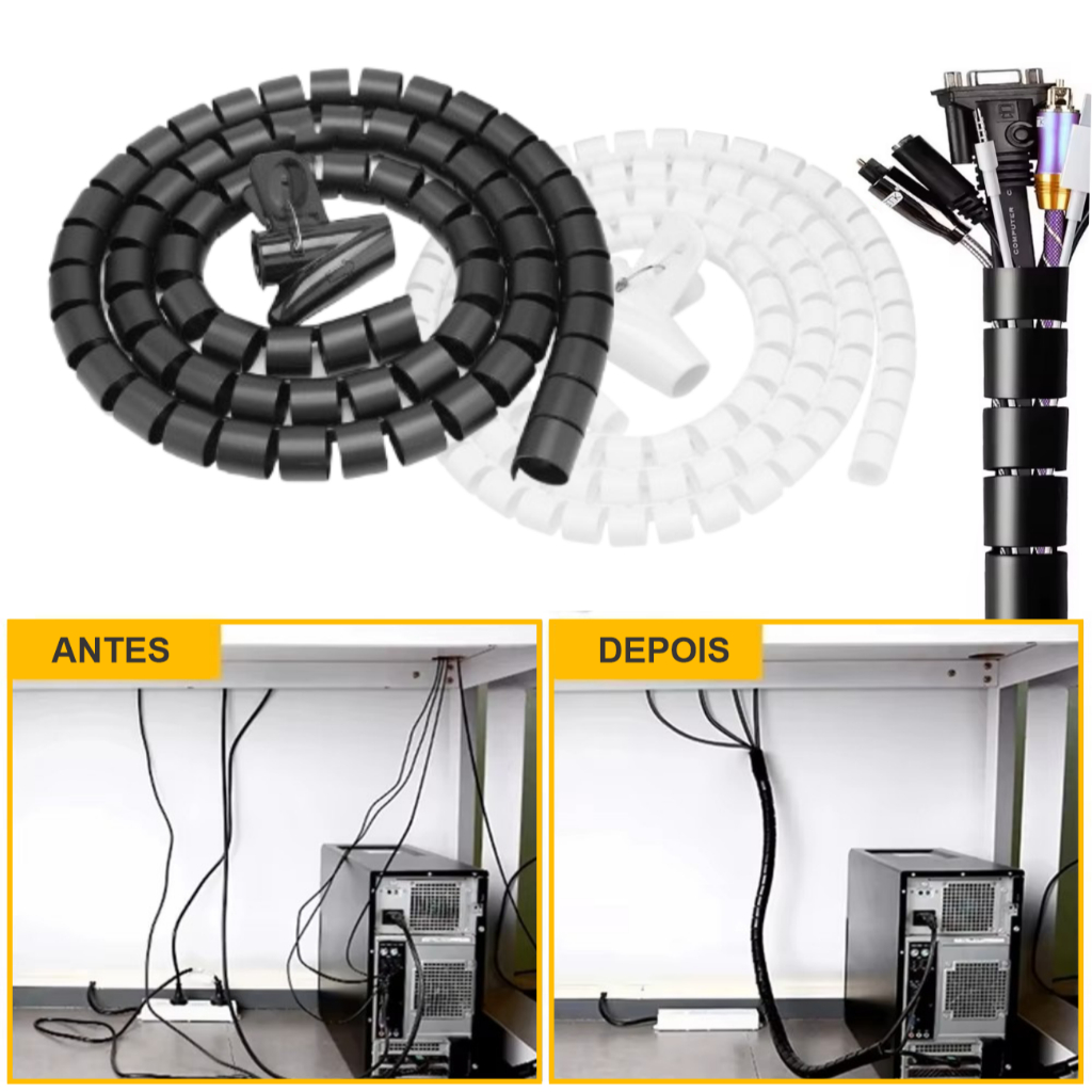 Organizador de Fios e Cabos com Aplicador em Oferta na Shopee
