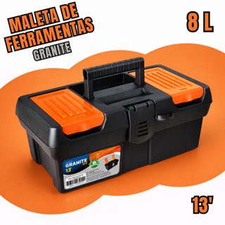 Maleta de Ferramentas Granite Pro 13'' com Fecho Plástico Arqplast Preta e Laranja Durável em Oferta na Shopee