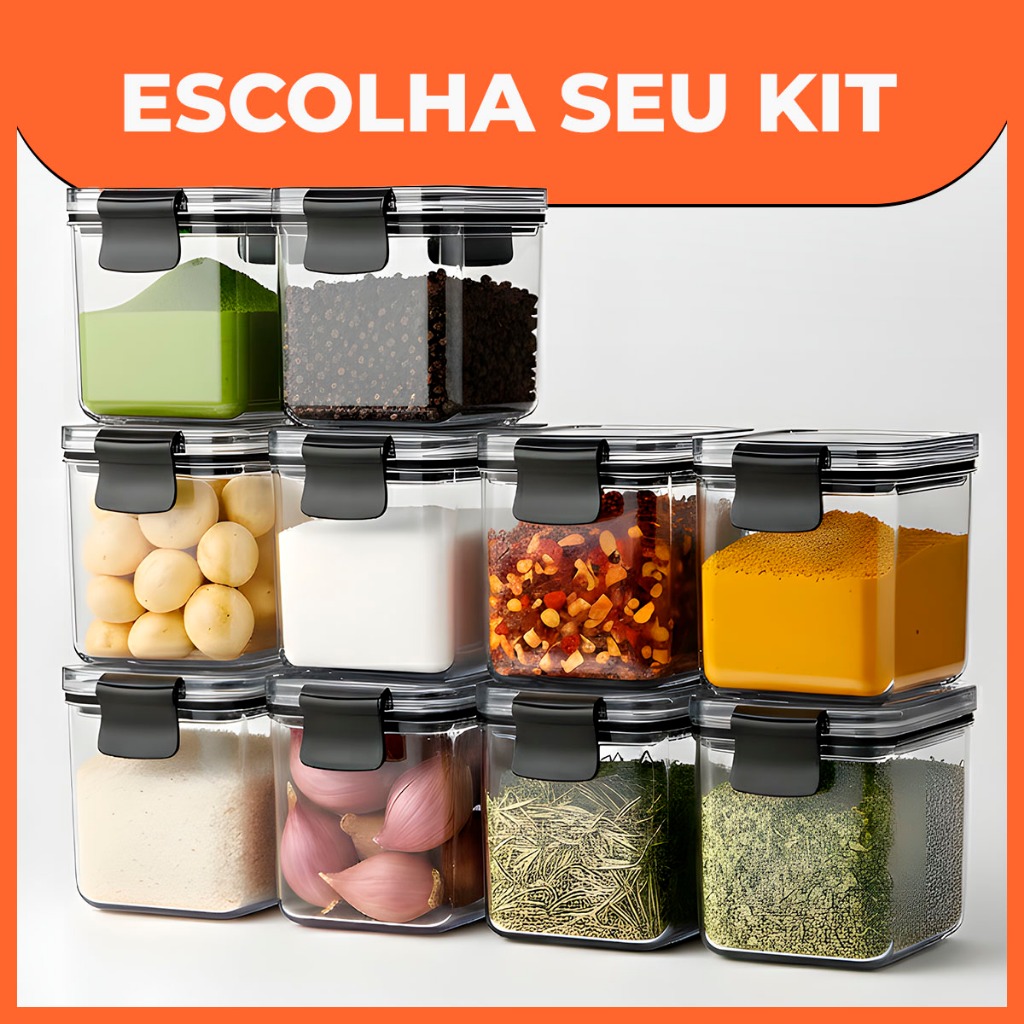 Monte Seu Kit de Mini Pote Hermético Temperos de Cozinha Armário Dispensa Organização Plástico em Oferta na Shopee