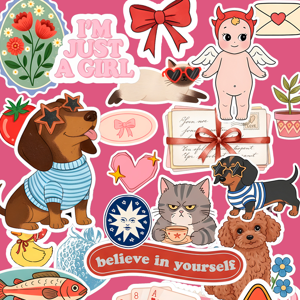 46 Stickers Cute Style Aesthetic À prova D'água para Decorar Kindle Journal Planner Caderno Scrapbook Capinha Soft Girl em Oferta na Shopee
