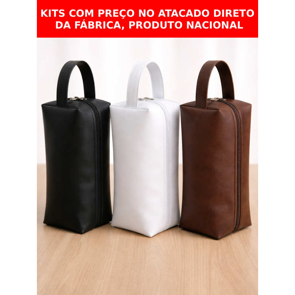 Kit Necessaires De Couro Sintético Direto Da Fábrica Preto