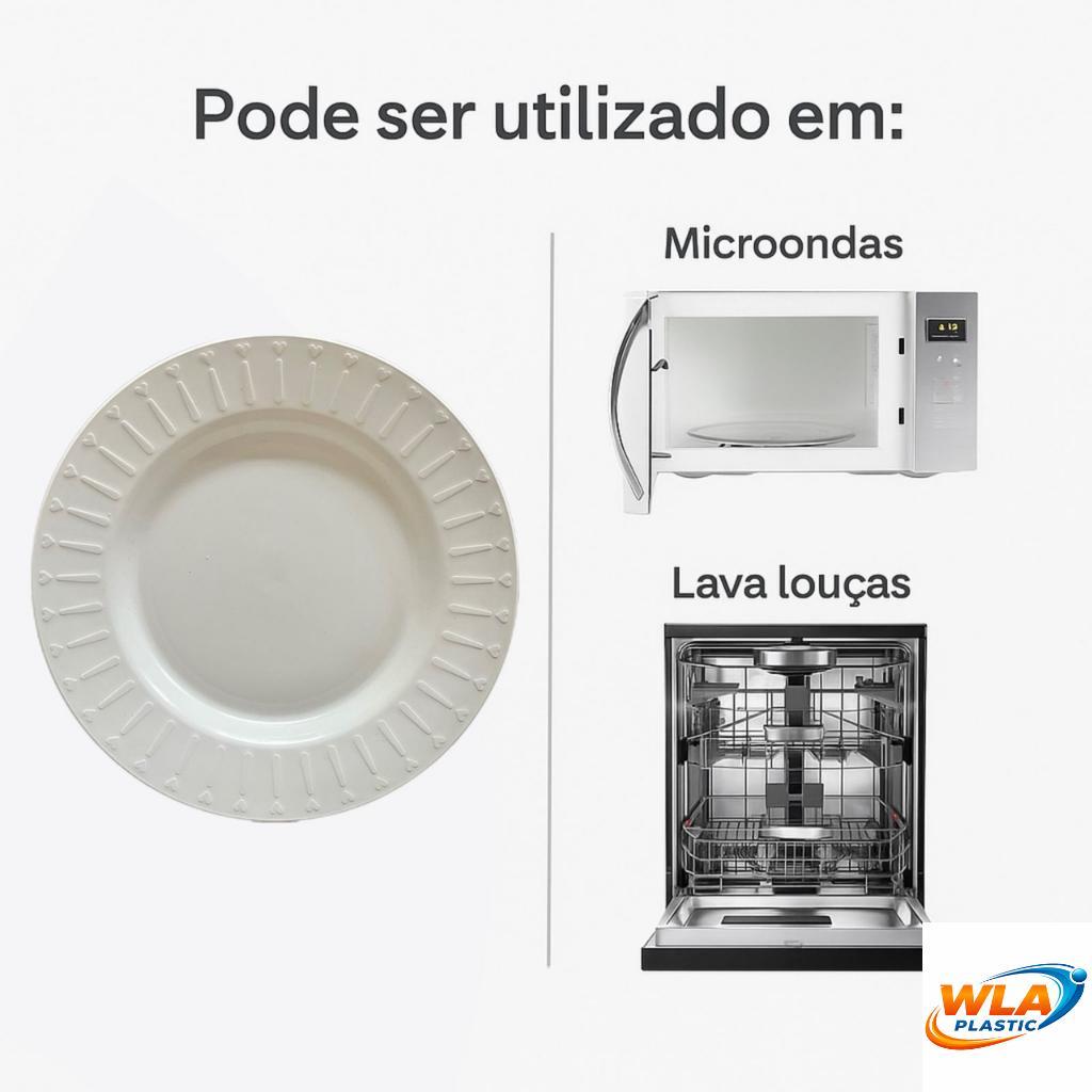 Detalhes do KIT 5 a 50 Prato Elegance fundo de Plástico ideal para Porções Petiscos Casa Restaurante Festas Churrasco Lanchonete.