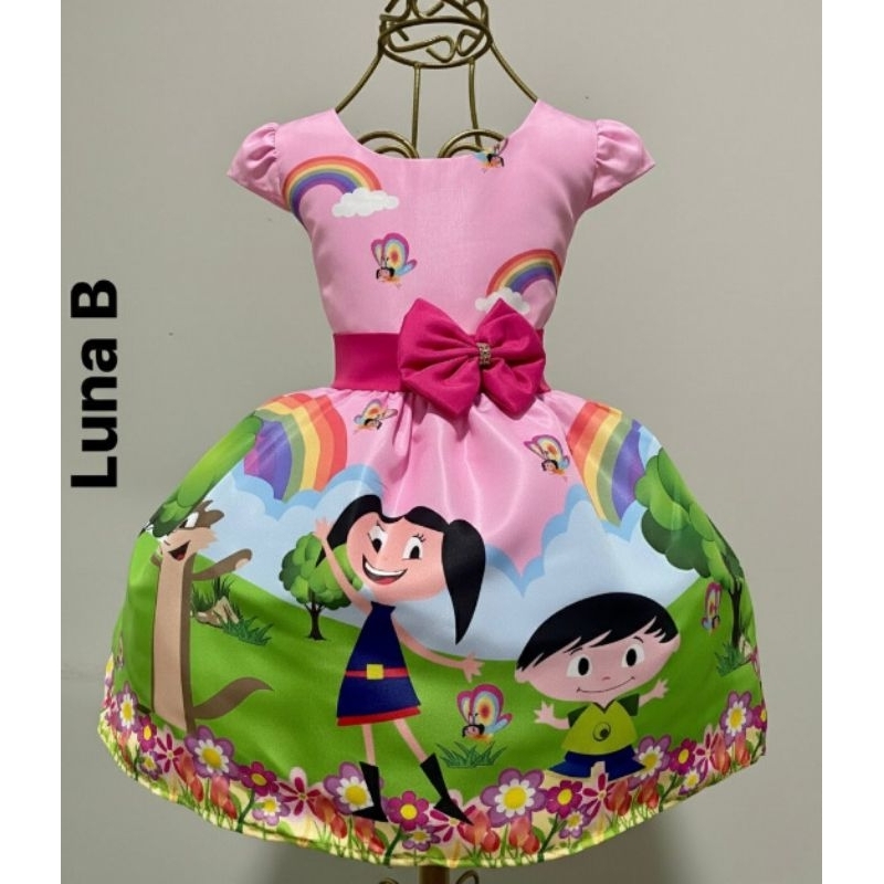Vestido Temático infantil Luna Show da Luna Aniversário Festa Fantasia Super Lindo 😍