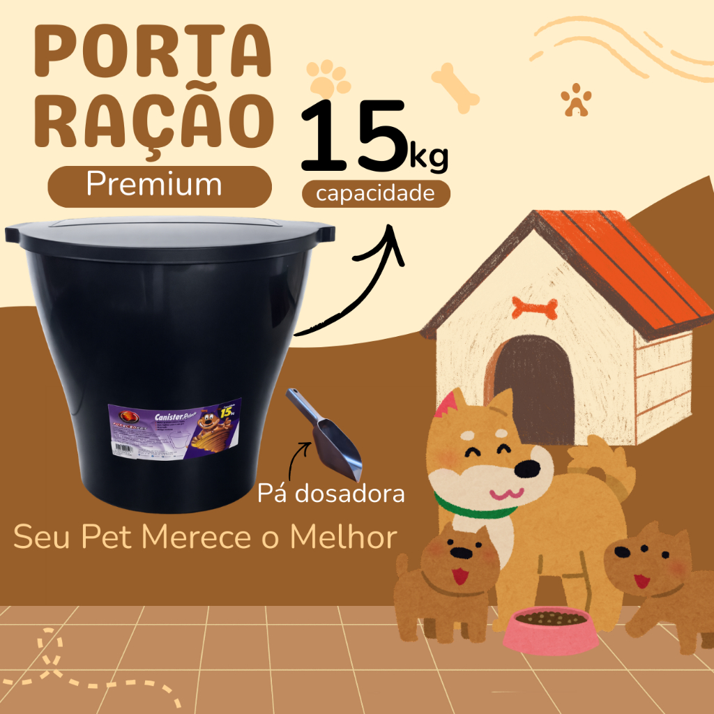 Porta Ração 15kg Furacão Pet com Tampa Vedada e Trava Cachorro e Gato Armazena e Conserva Alimentos em Oferta na Shopee