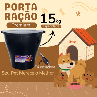 Porta Ração 15kg Furacão Pet com Tampa Vedada e Trava Cachorro e Gato Armazena e Conserva Alimentos em Oferta na Shopee