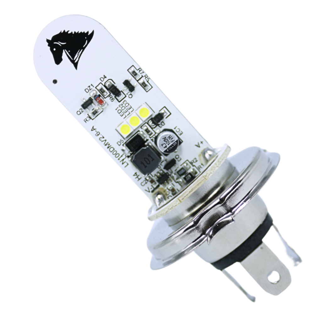 Lâmpada LED H4 Stallion 35/35W 8000K Super Branca 6 LEDs Alta Iluminação Moto Scooter