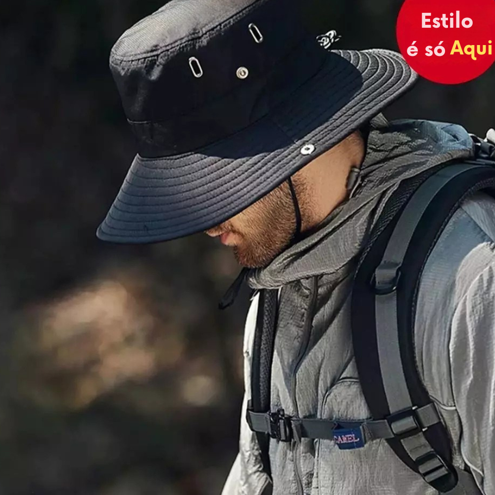 Chapéu Masculino UV Proteção Solar Verão Respirável Pescador Trilha Pesca