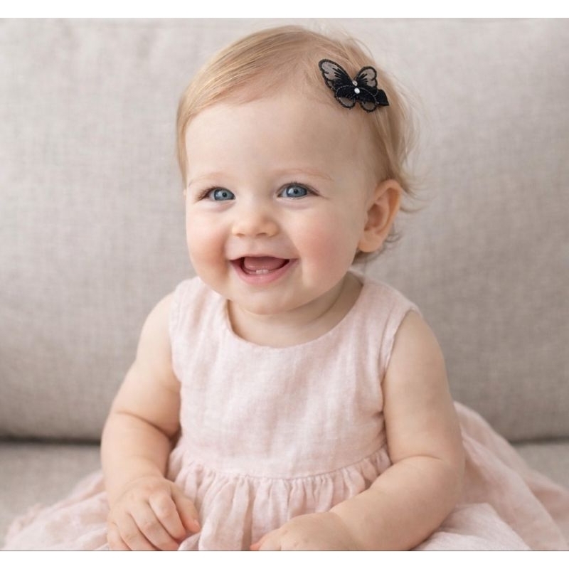 Kit 6 Borboletinhas Infantil – Presilha Encapada 3,5 cm + Borrachinha Antideslizante – Seguro e Fofinho pra Bebê