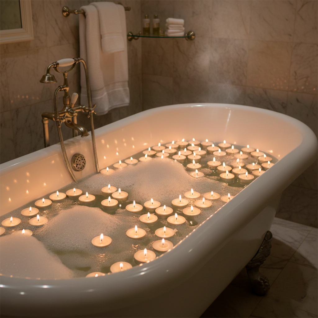 Vela Decorativa Flutuante Branca Rechaud Redonda Com Suporte de Aluminio Piscina Decoração Festa 100 unidade