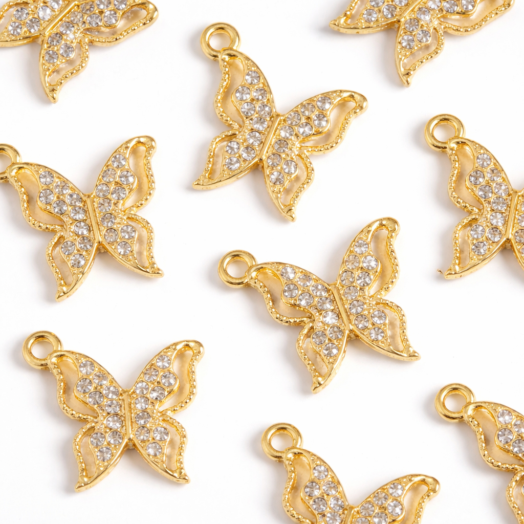 Pingentes de Borboleta Com Strass Banhado -10/20 Pecas Zamack Dourado em Oferta na Shopee