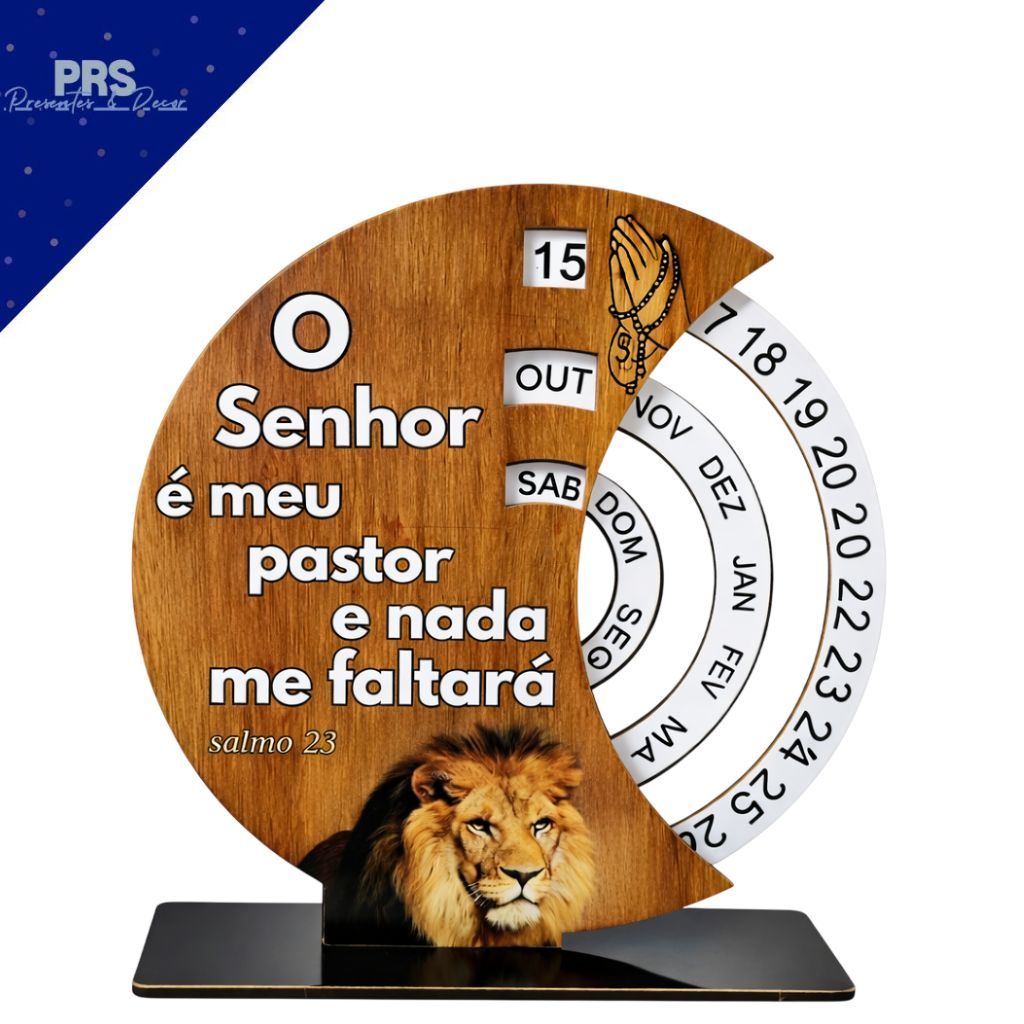 Calendário Perpétuo De Mesa Permanente Em Mdf Para Home Office Ou Escritório Rotatório Religioso em Oferta na Shopee
