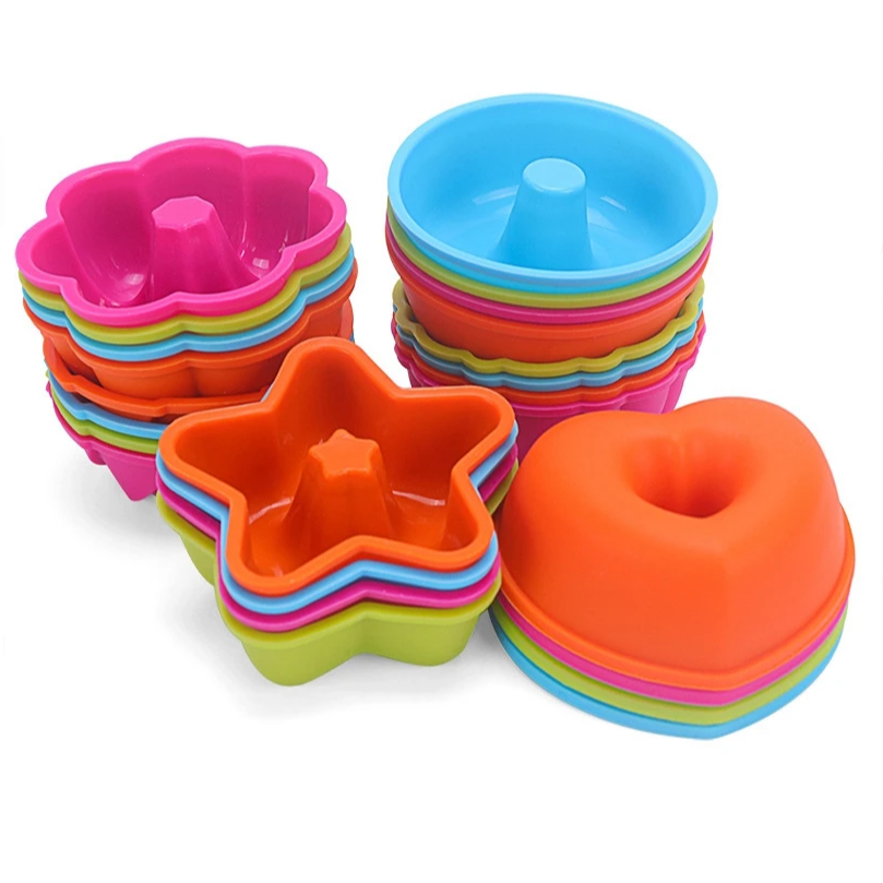 Formas de Silicone Coloridas Bolo Kit 6 Unidades Muffin Cupcake Pudim Donuts Forminhas Molde