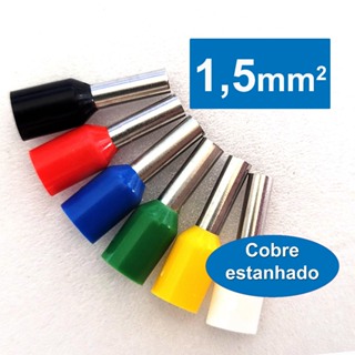 Terminal Tubular Ilhós 1,5mm E1508 em Cobre Estanhado em Oferta na Shopee