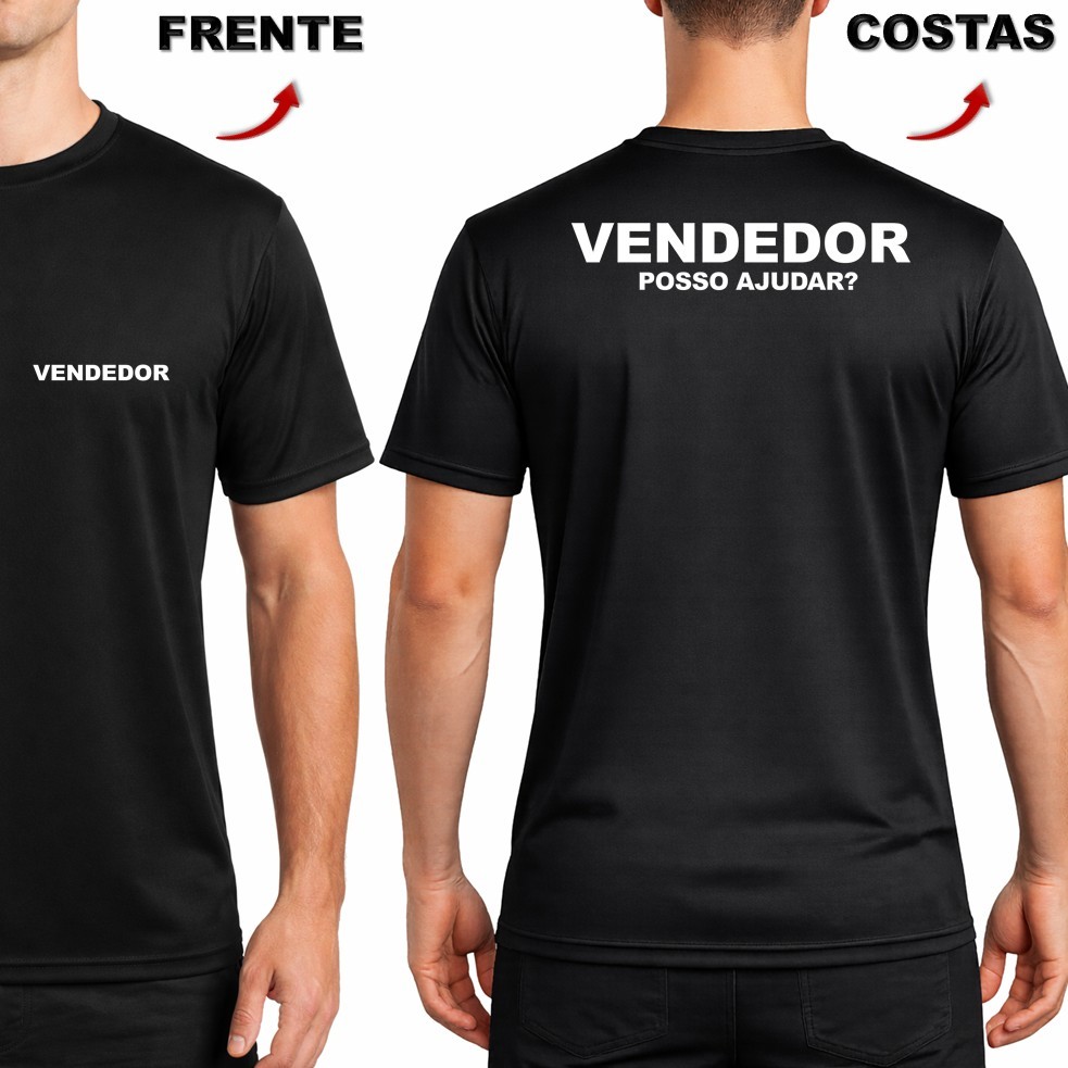 Camiseta Camisa Uniforme Masculina VENDEDOR Vendas Loja Equipe Time Dry Fit Profissão