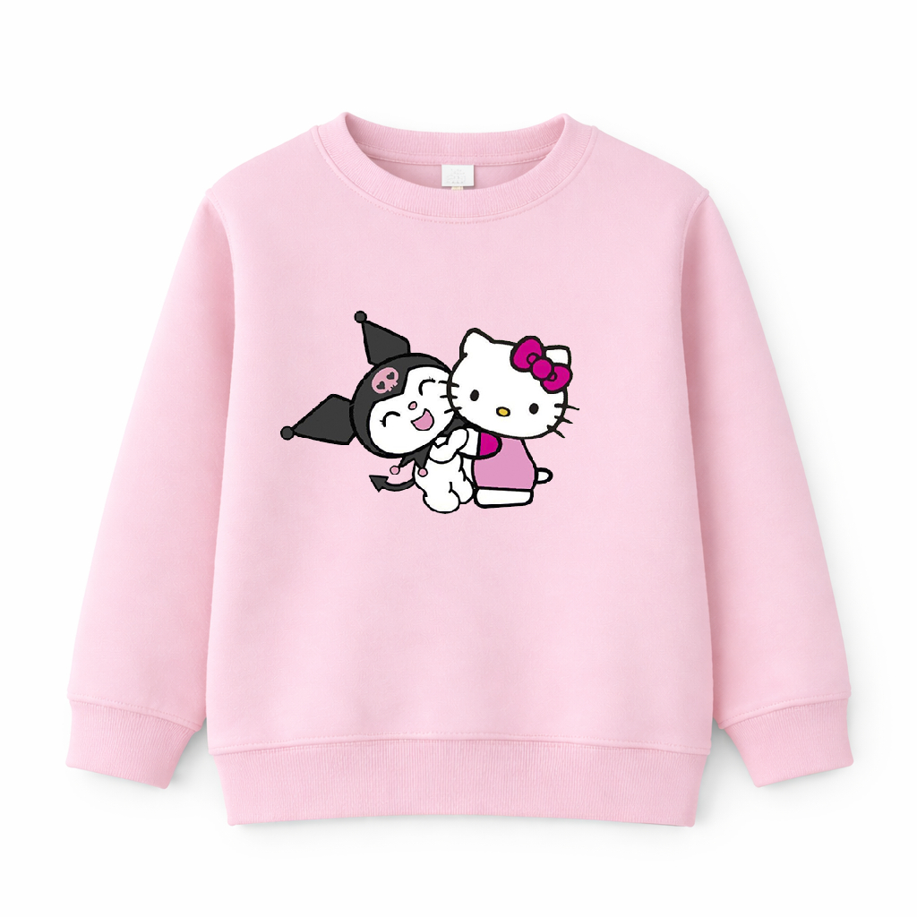 Moletom Careca Infantil Hello Kitty Kuromi Blusa de Frio Juvenil Menina Escola Inverno