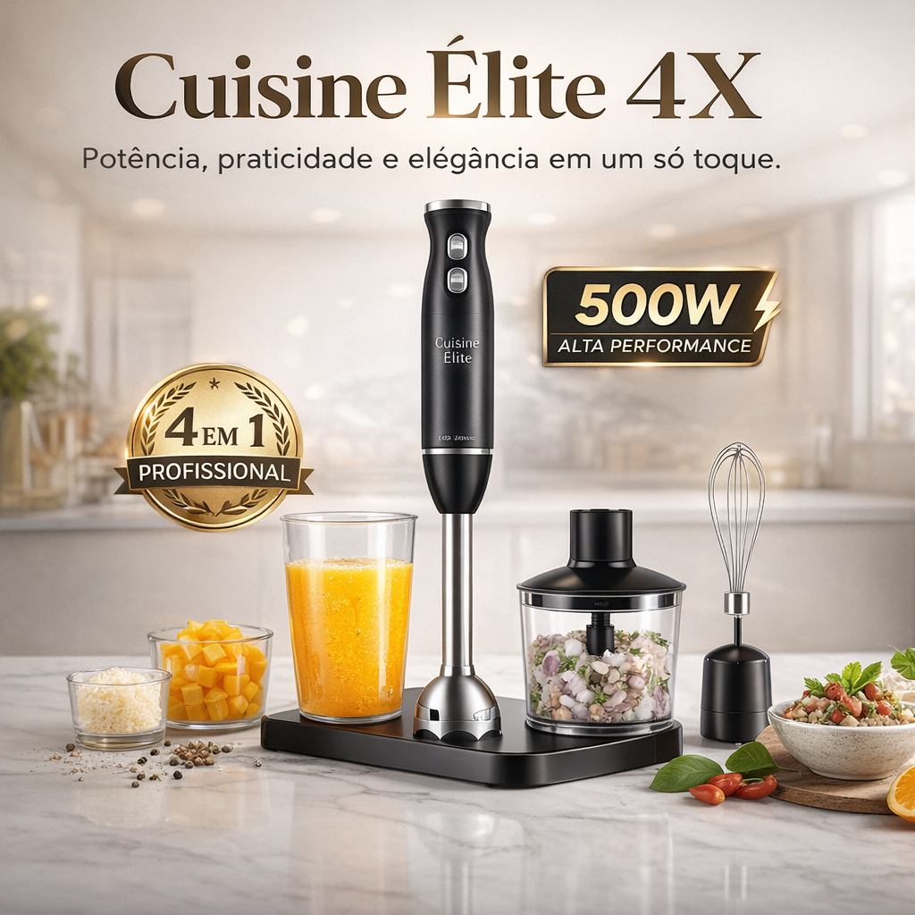 Liquidificador de Mão 4 em 1 500W Mixer Profissional com Processador e Batedor 127V