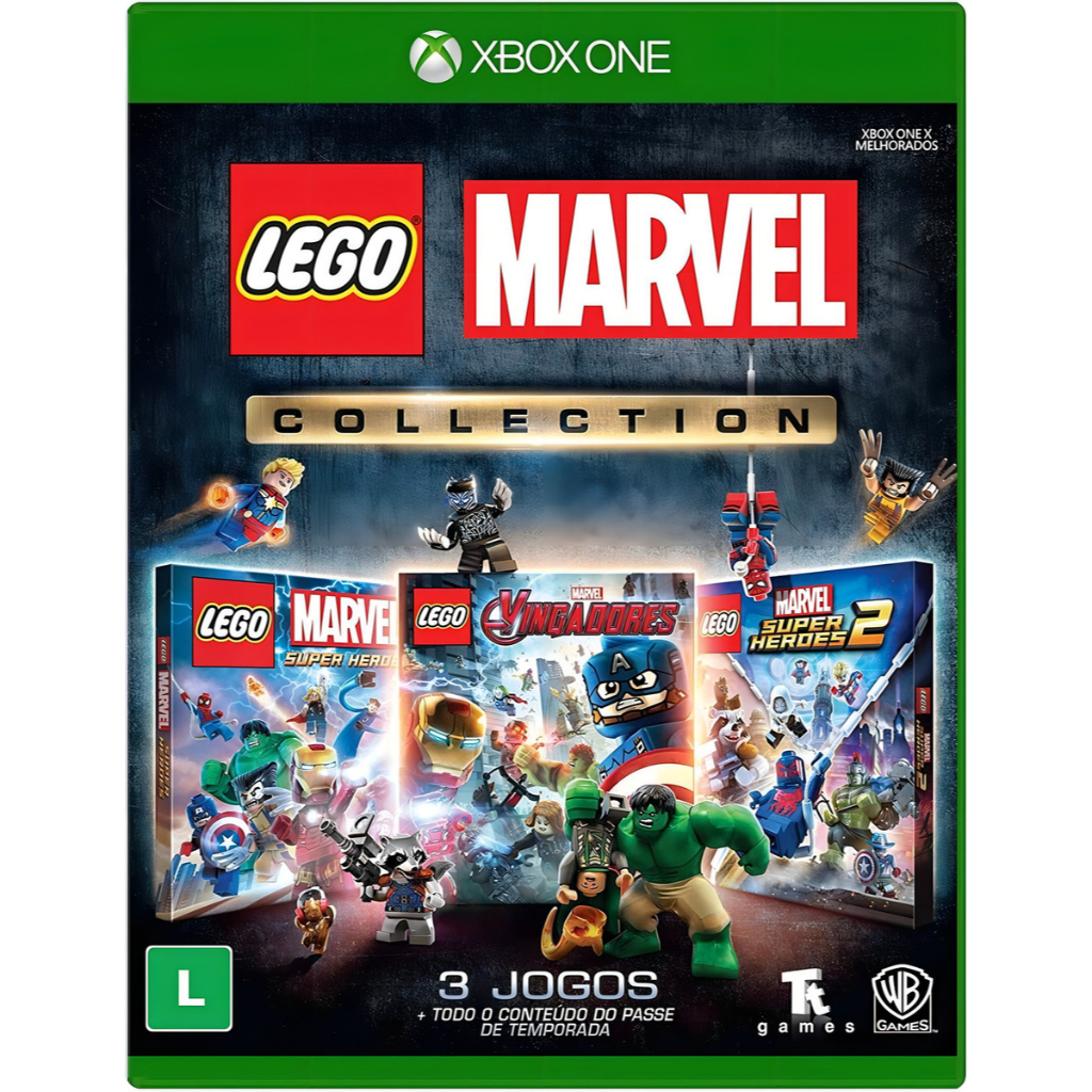 3 JOGOS - LEGO MARVEL VINGADORES + SUPER HEROES 1 E 2 - XBOX ONE / MARVEL COLLECTION - MIDIA FISICA ORIGINAL E LACRADO