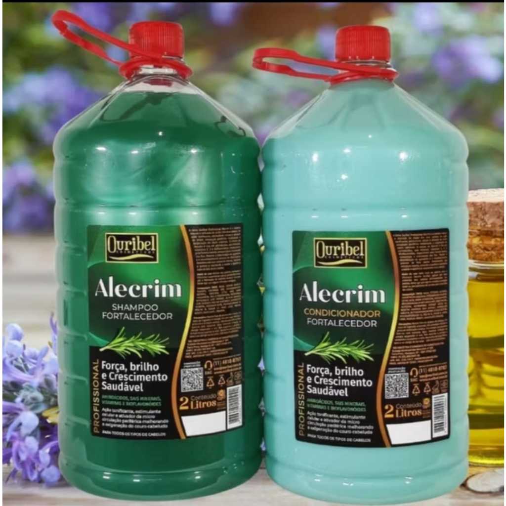 KIT SALÃO Shampoo + Condicionador Alecrim Fortalecedor Ouribel 2 Litros ORIGINAL