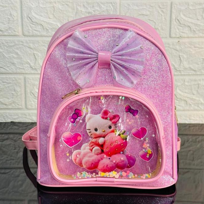 Mochila infantil escolar menina hello kitt  com laço ideal para escola, passeio , caminhada em Oferta na Shopee