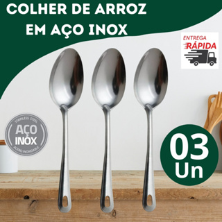 Kit ConjuntoTrês Colheres de Arroz, 100% Aço inox Grande   Casa, Cozinha, Restaurante, Buffet Profissional, em Oferta na Shopee
