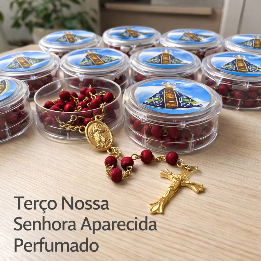 Terço Nossa Senhora Aparecida Perfumado Aromatizado Rosário Quaresma Católico Presente Crisma Comunhão Fé Oração