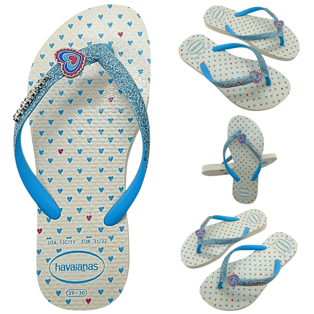 Chinelo Lançamento Havaianas Kids Slim Glitter II Original Brilhante Logo Metálico Confortável