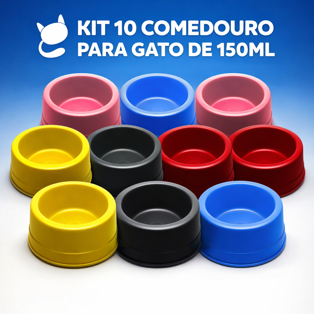 Kit 10 Comedouro Pet para Gato 150ml